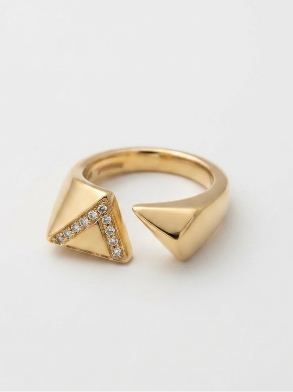 Modern Geometric Statement Ring - 14K Gold Plated with Rhodium & Zirconium